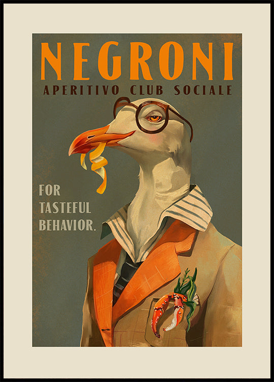 Vintages Art Deco Negroni eines extravaganten Möwenplakats