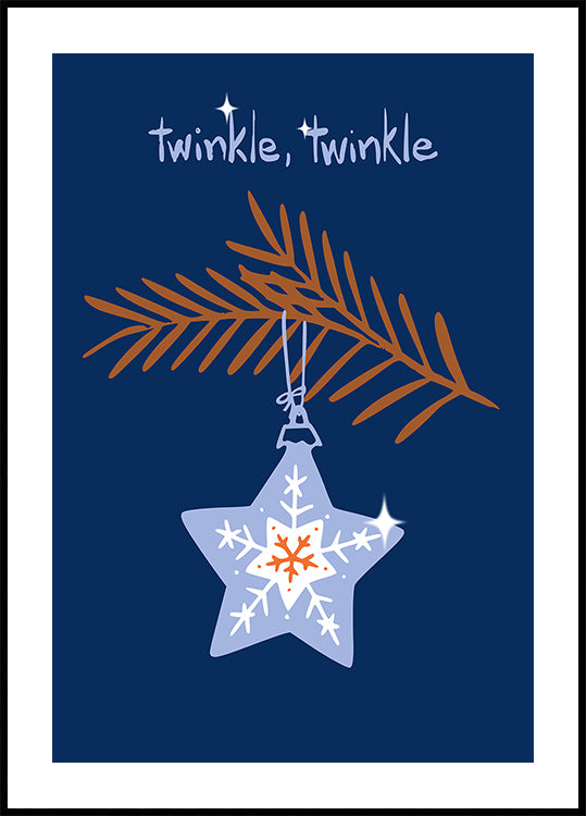 Fröhliches funkelndes Weihnachtsstern-Blau-Poster