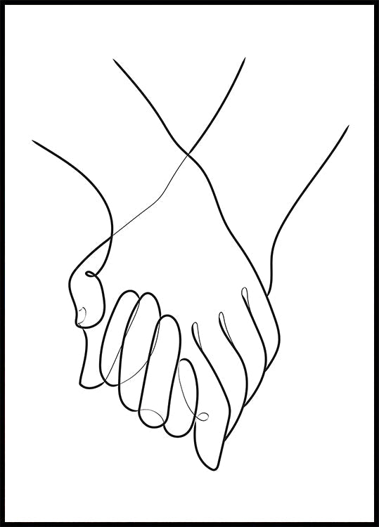 Händchen haltendes Linienplakat