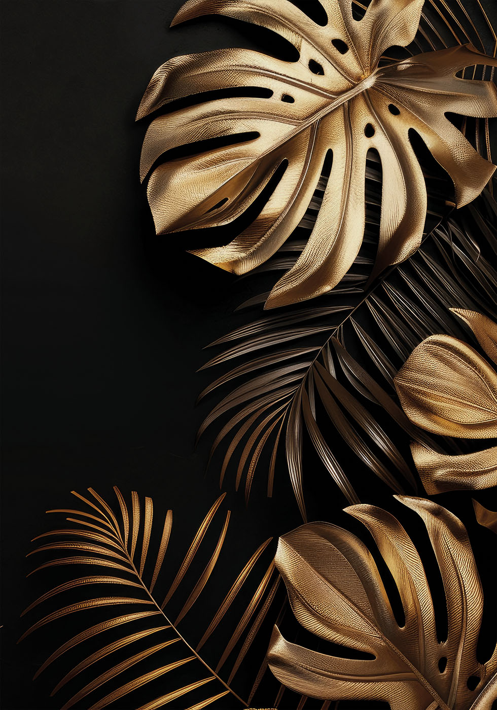 Goldenes Monstera &amp; Palmblatt II Poster