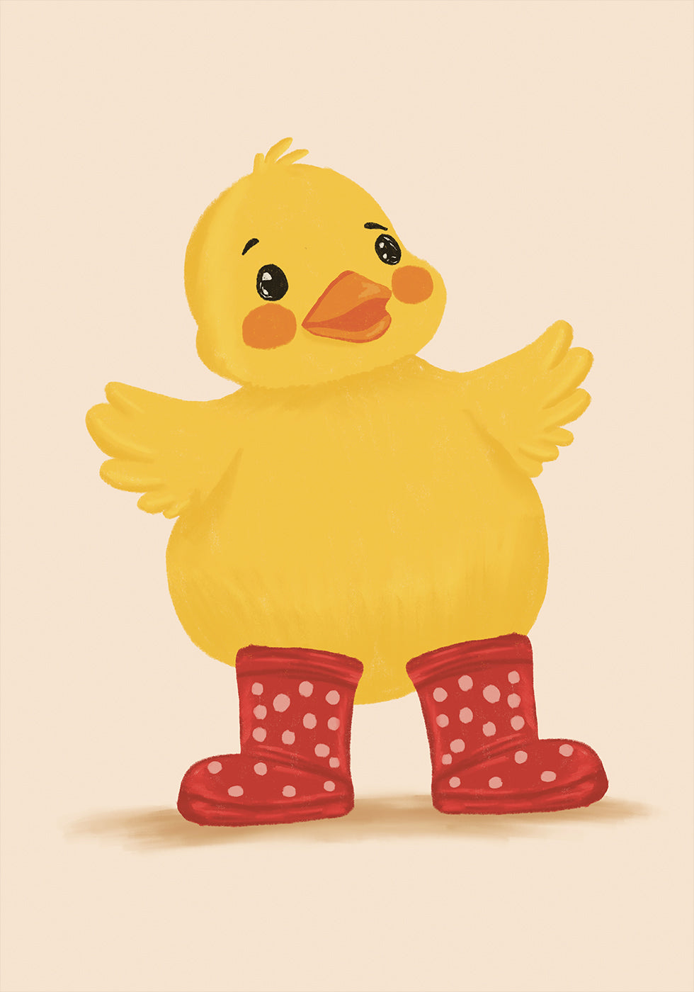 Kleine Ente in roten Stiefeln Poster