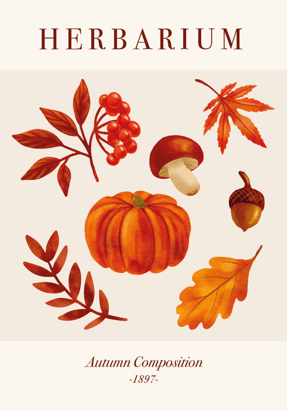 Herbarium Herbstkomposition Poster 