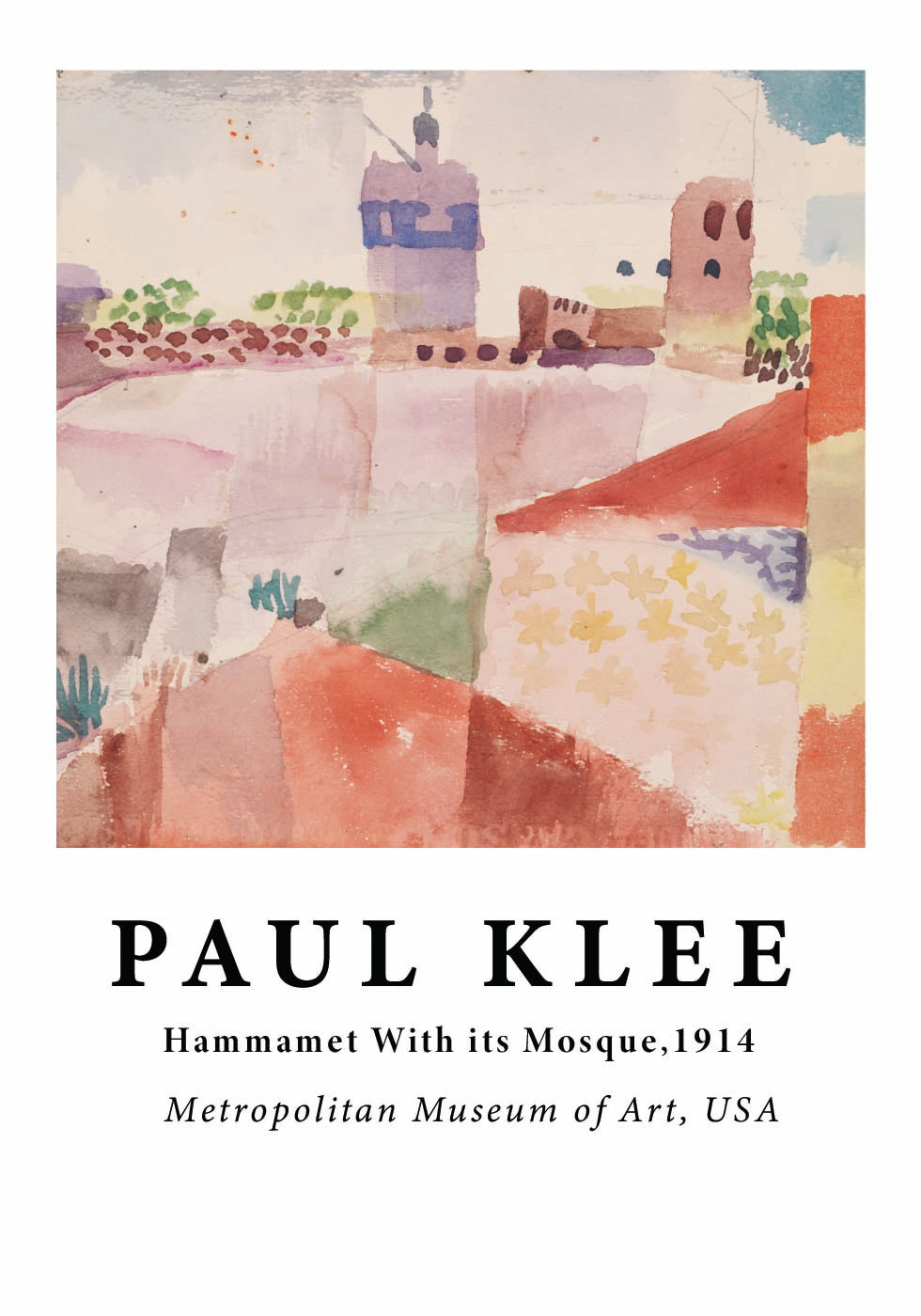 Poster Hammamet mit seiner Moschee, bunte abstrakte Tunesien 