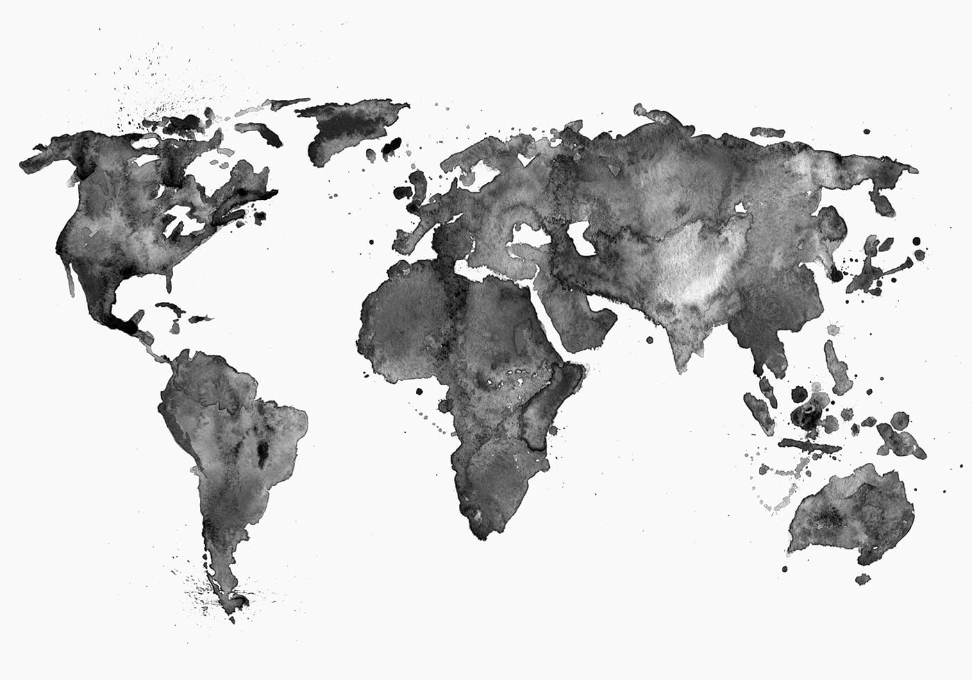 World Black Ink Map Plakat - Posterbox.dk
