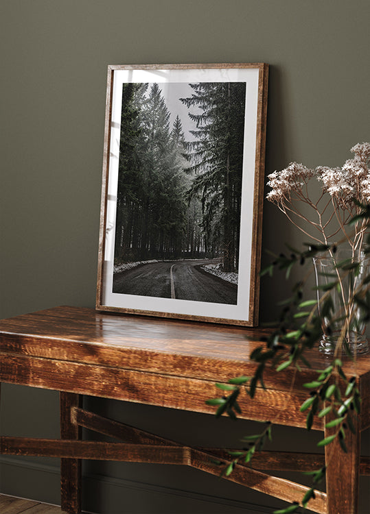 Poster Waldweg im Winter 