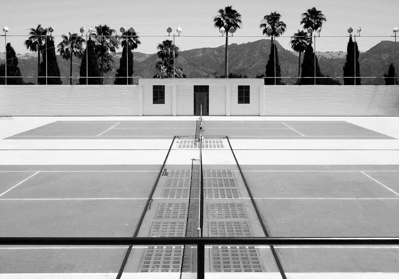 Poster Tennisplatz und Palmen 