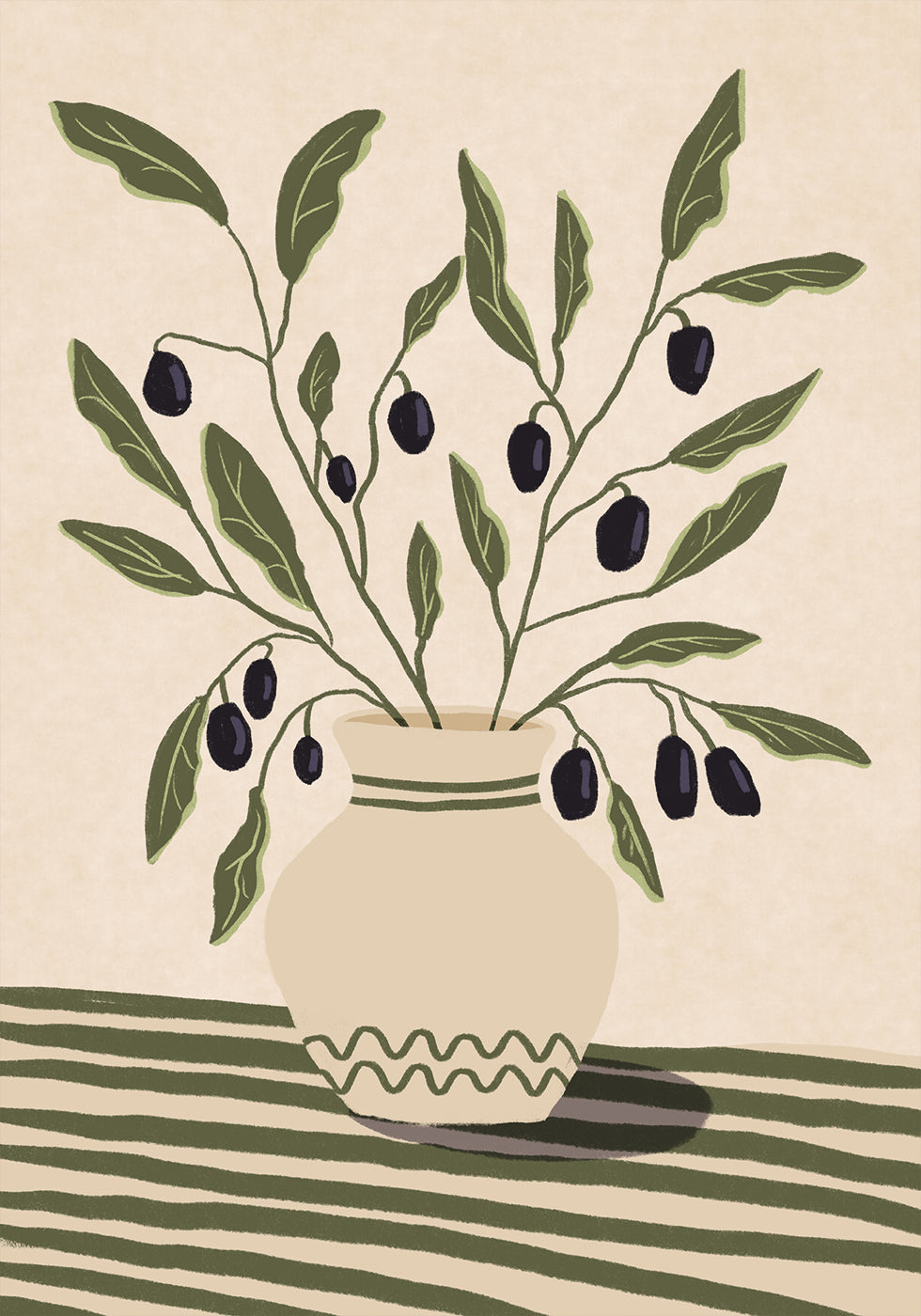 Vase med Oliven Plakat - Posterbox.dk
