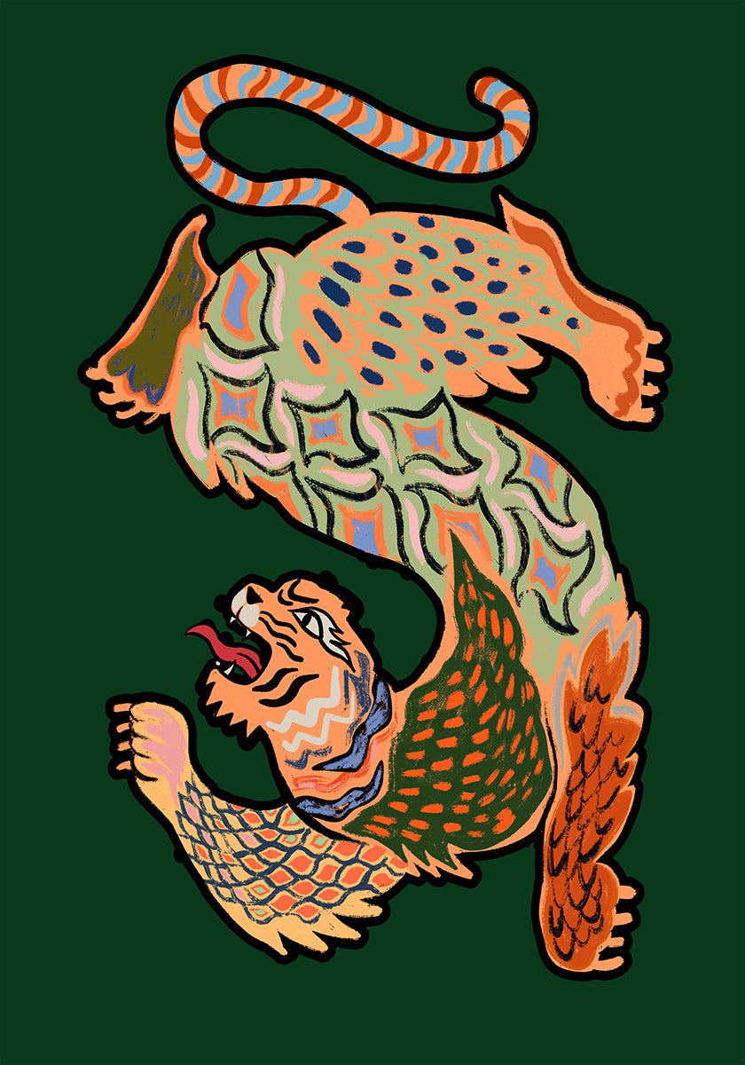 Asiatisches Tiger-Grün-Poster