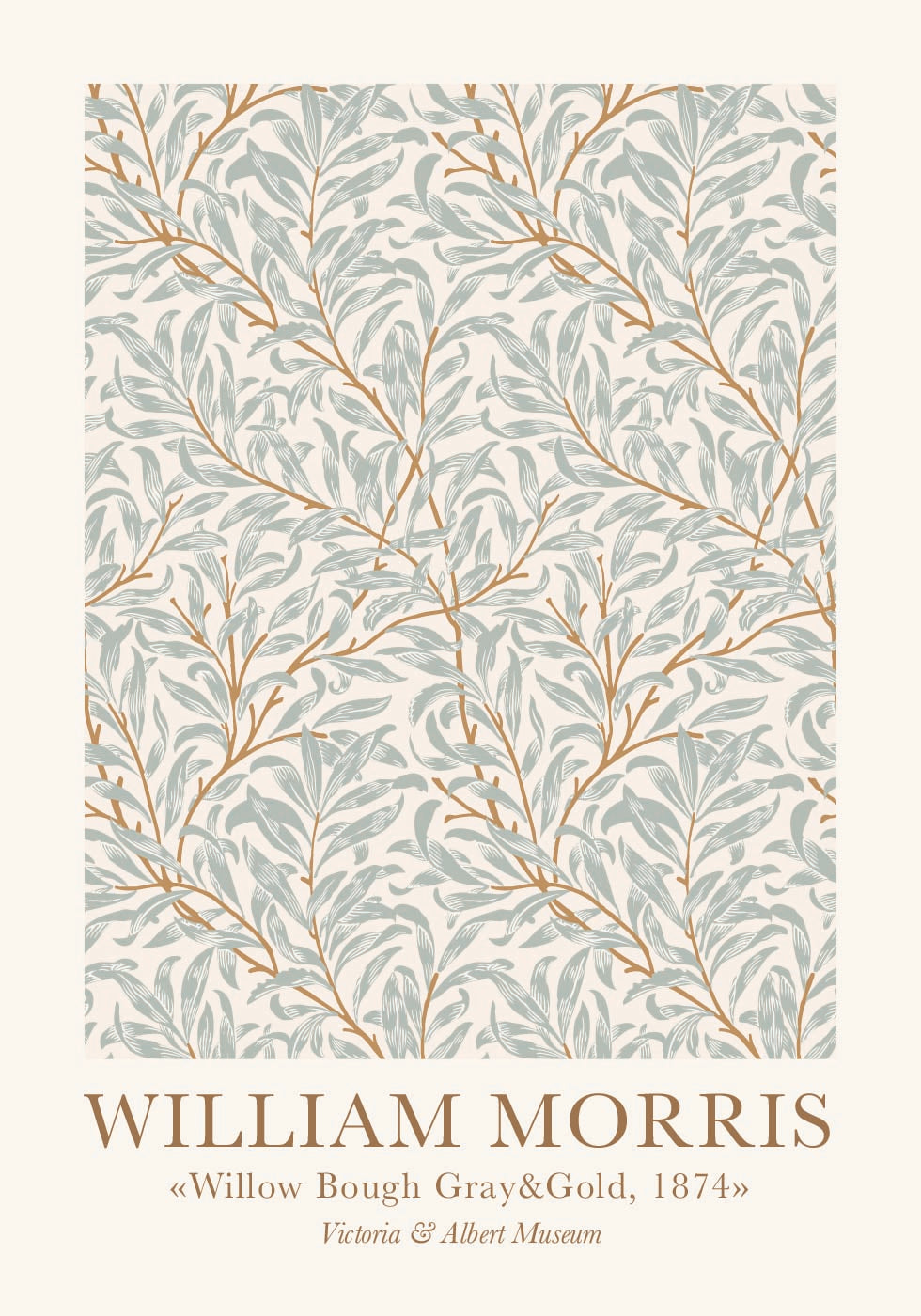William Morris - Willow Bough - Grau &amp; Gold Poster