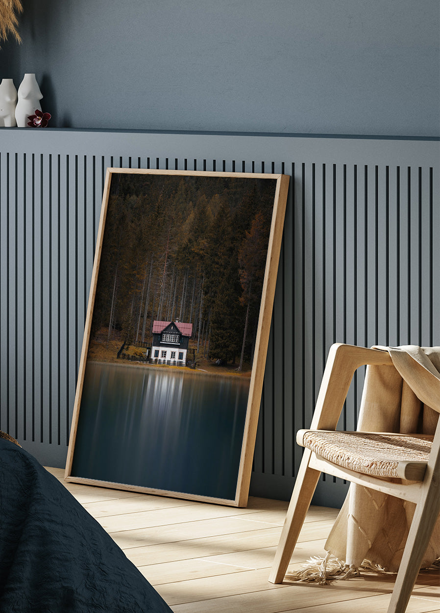 Poster Ein Haus am Ufer des Sees 