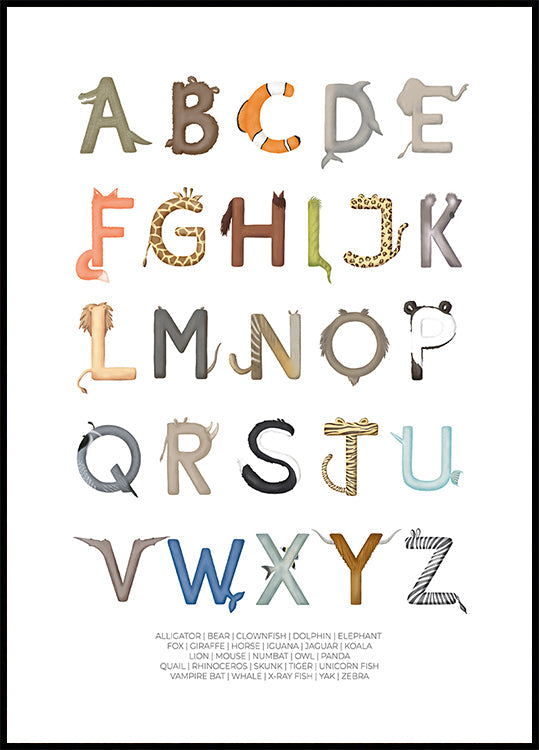 Animal Letters ABC Plakat - Posterbox