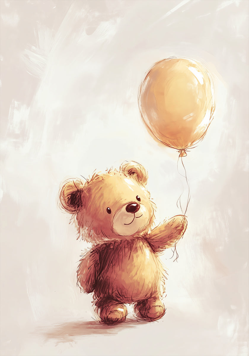 Teddy Bear and Balloon Plakat - Posterbox
