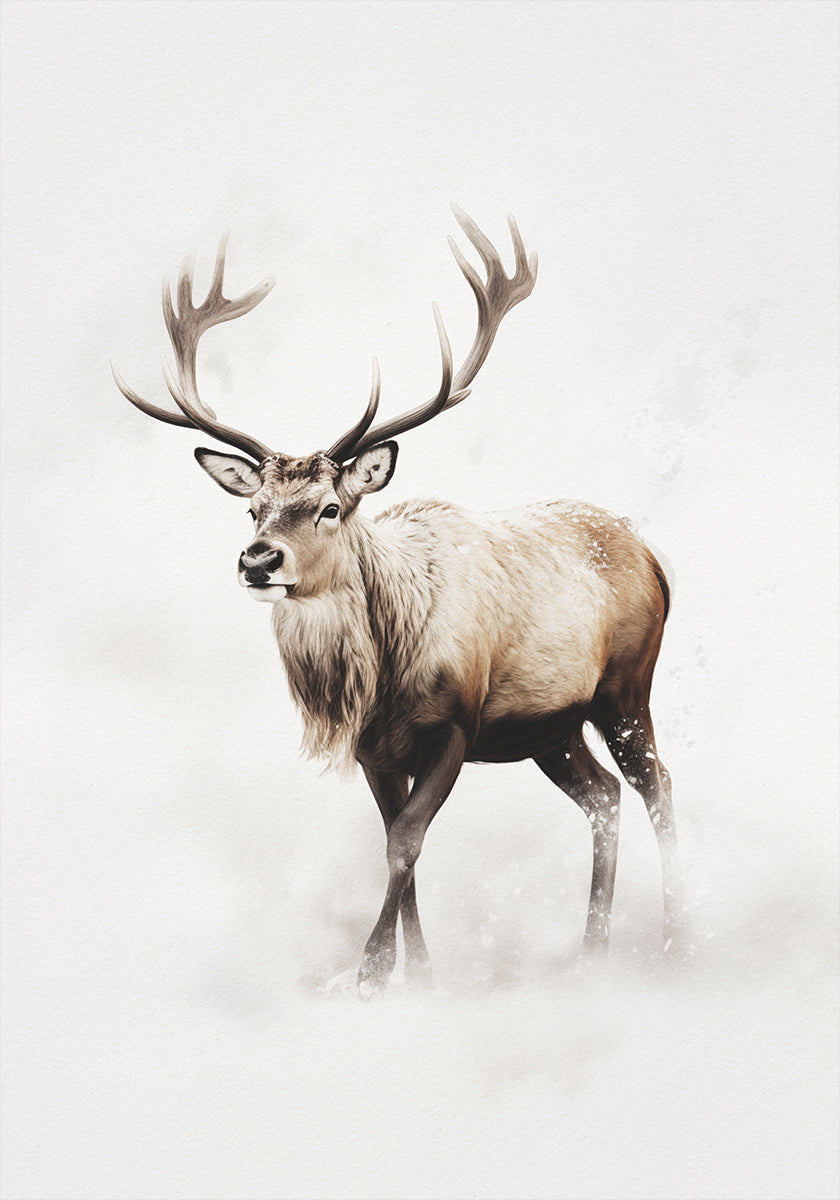 Reindeer In Snow Plakat - Posterbox