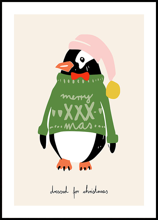 Dressed up for Christmas Festive Penguin Plakat - Posterbox