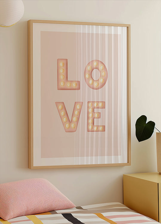 LOVE Light Letters Pink Plakat - Posterbox