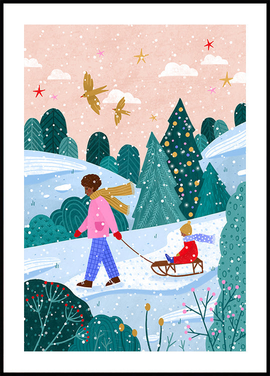 Snowy Sledge Walk Plakat - Posterbox