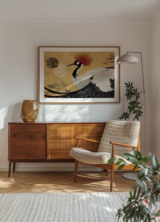 Abstract red-crowned crane Plakat - Posterbox