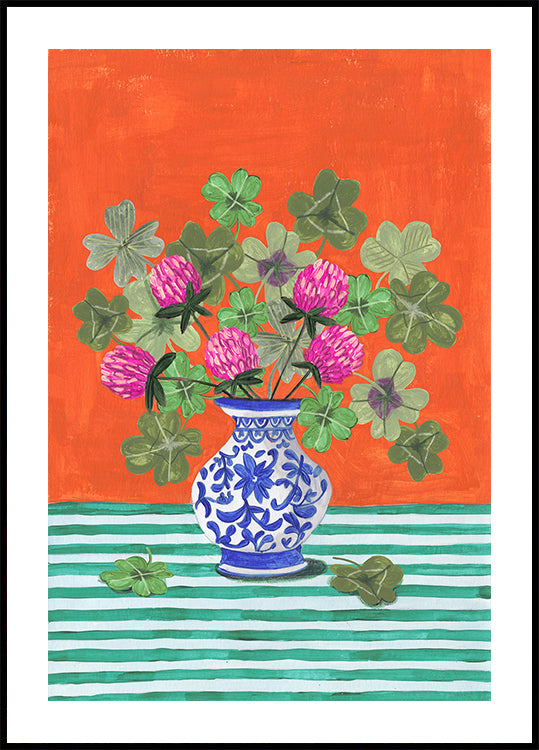 Clovers and Pink Blossoms Plakat - Posterbox