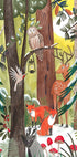 Green Christmas forest with animals Plakat - Posterbox