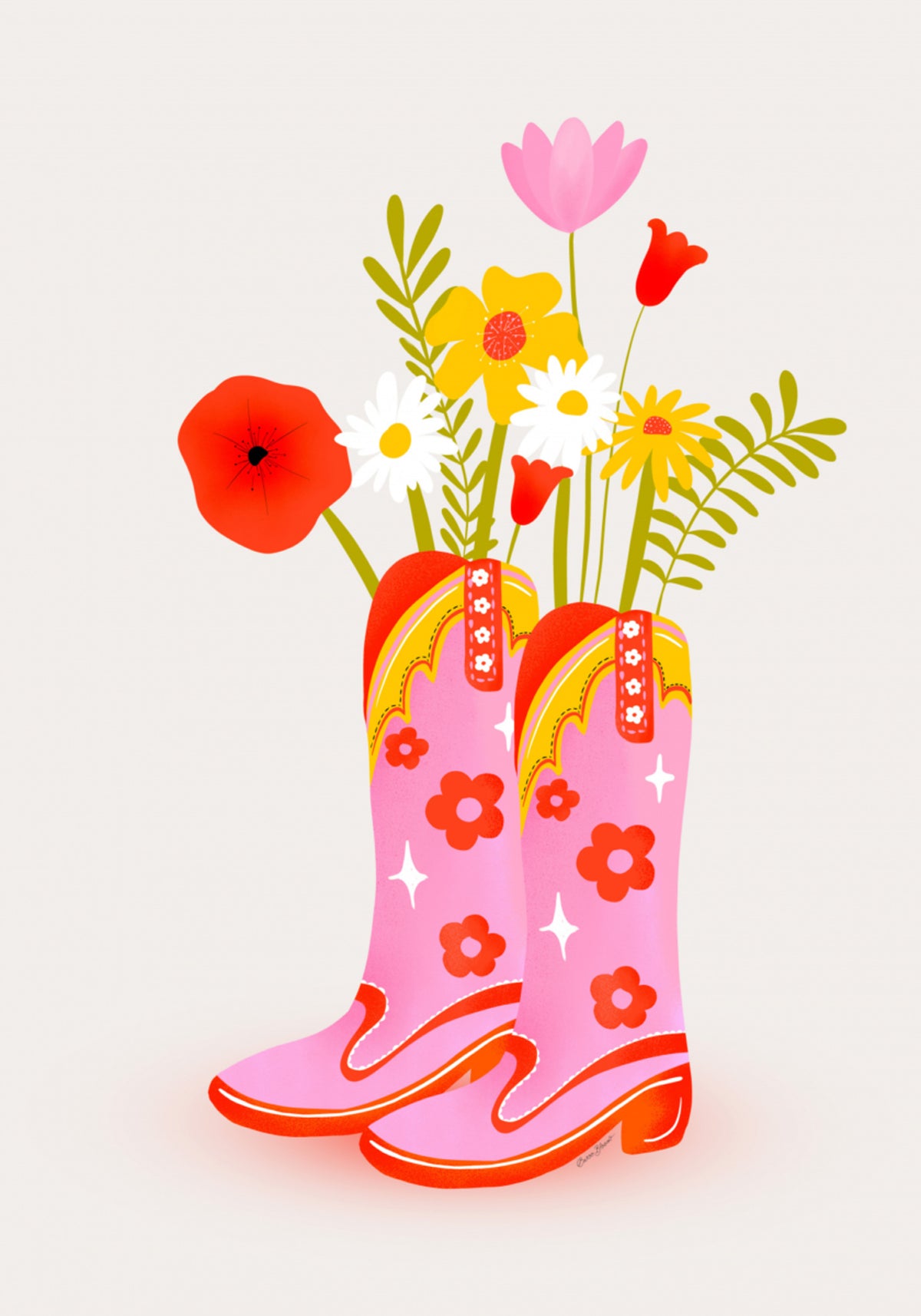 Rosa Cowboystiefel-Blumen