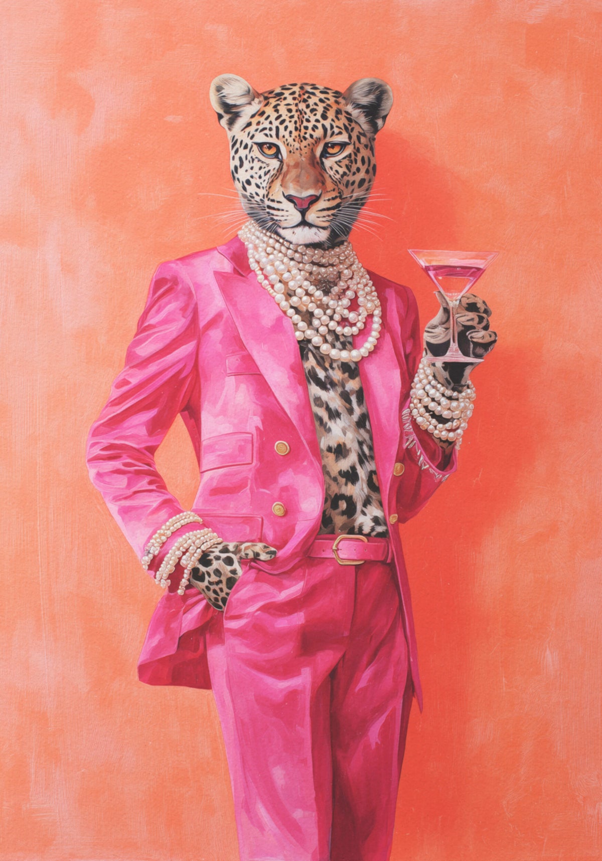 Leopardenrosa Anzug Martini