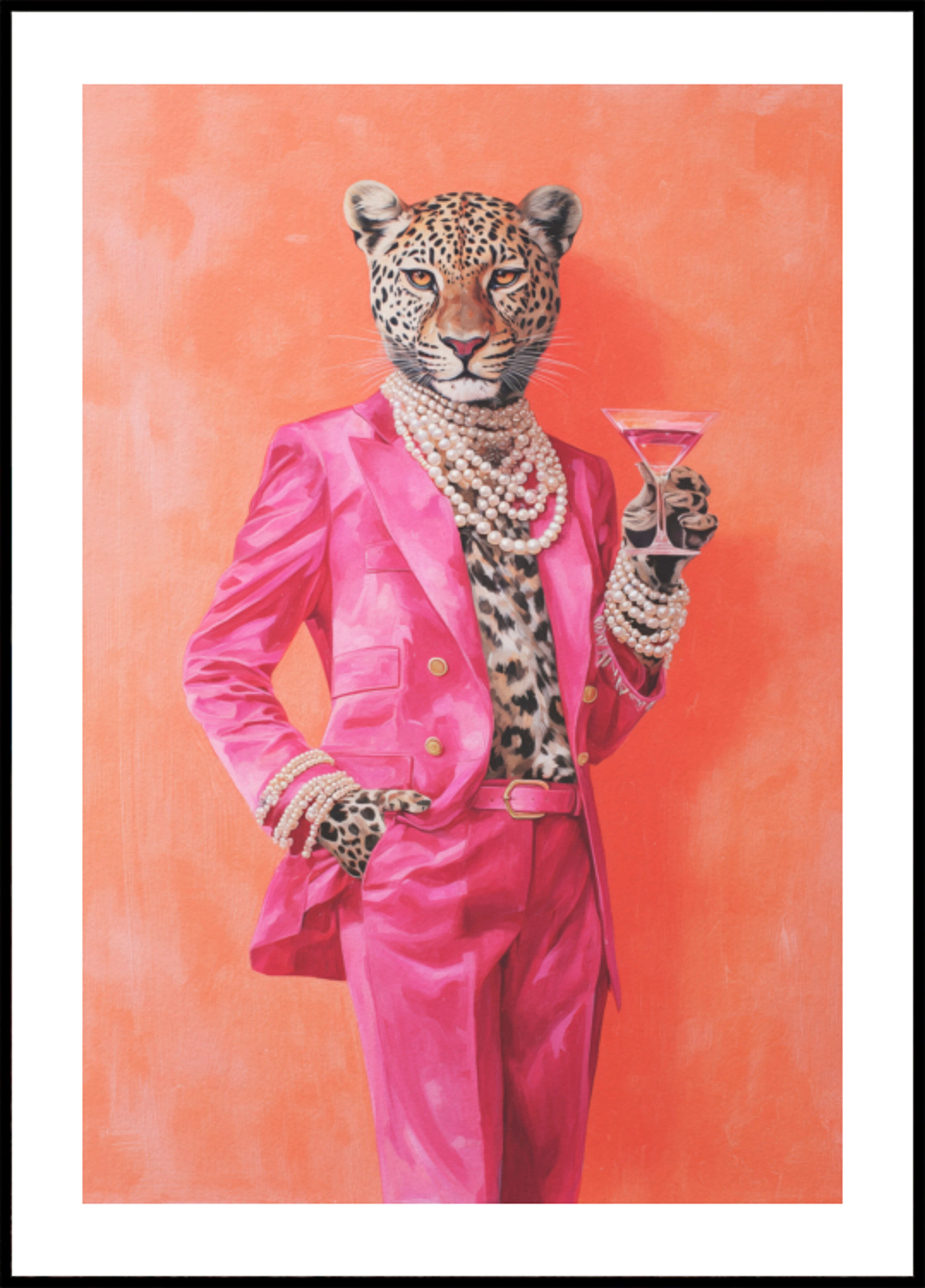 Leopardenrosa Anzug Martini