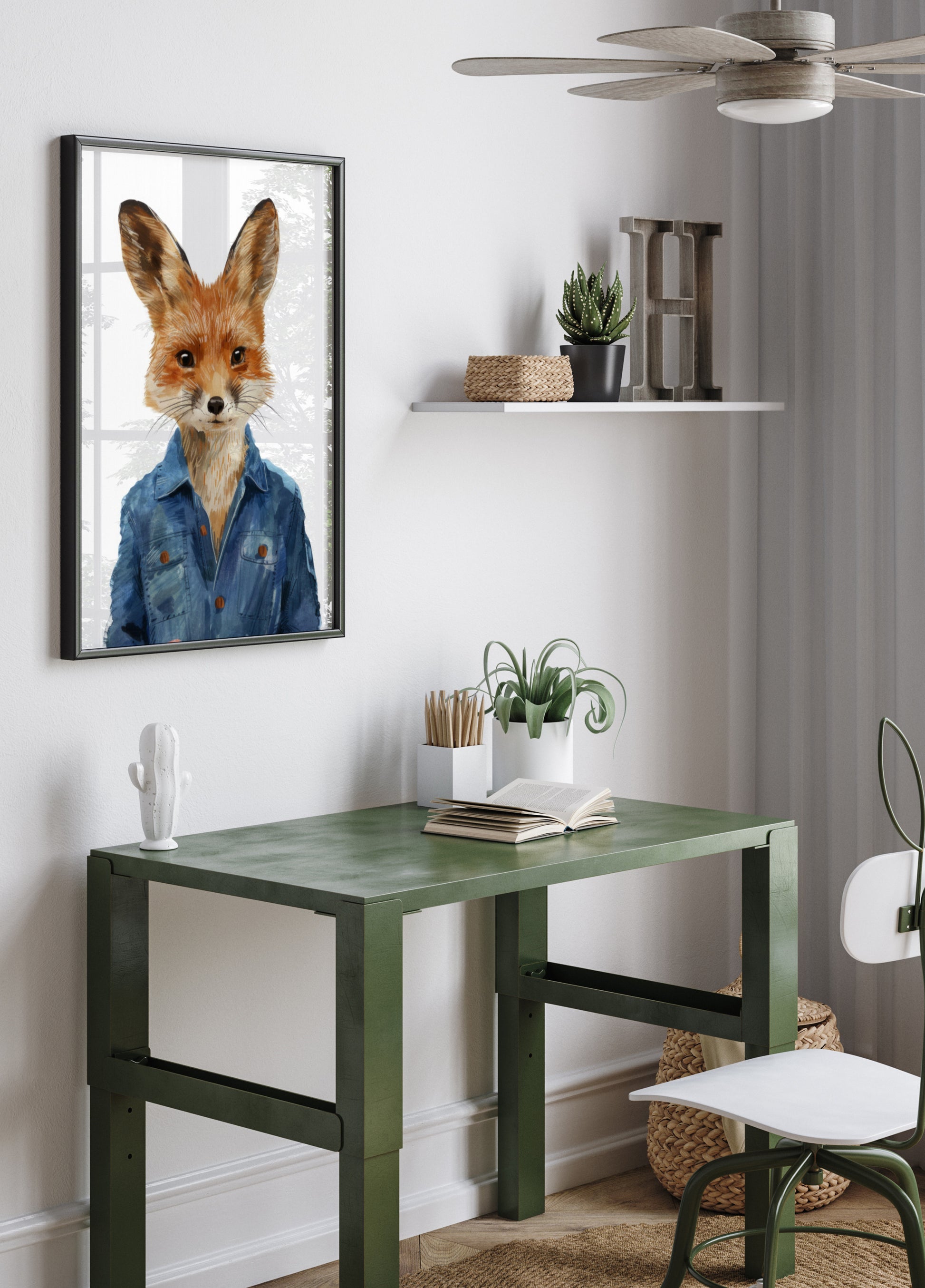Stylische Fuchs-in-Jeansjacke
