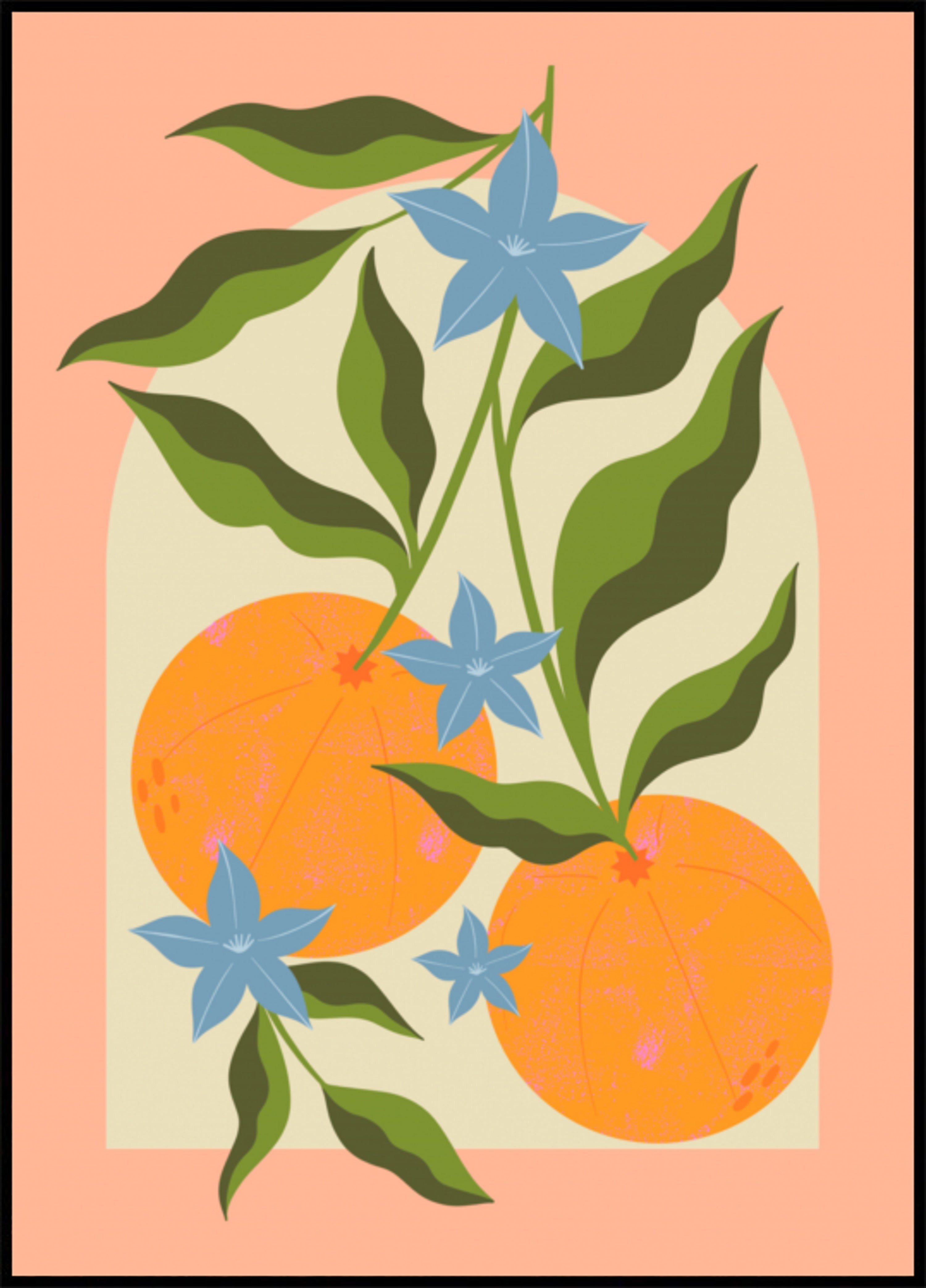 Orangenzweig mit Blumen