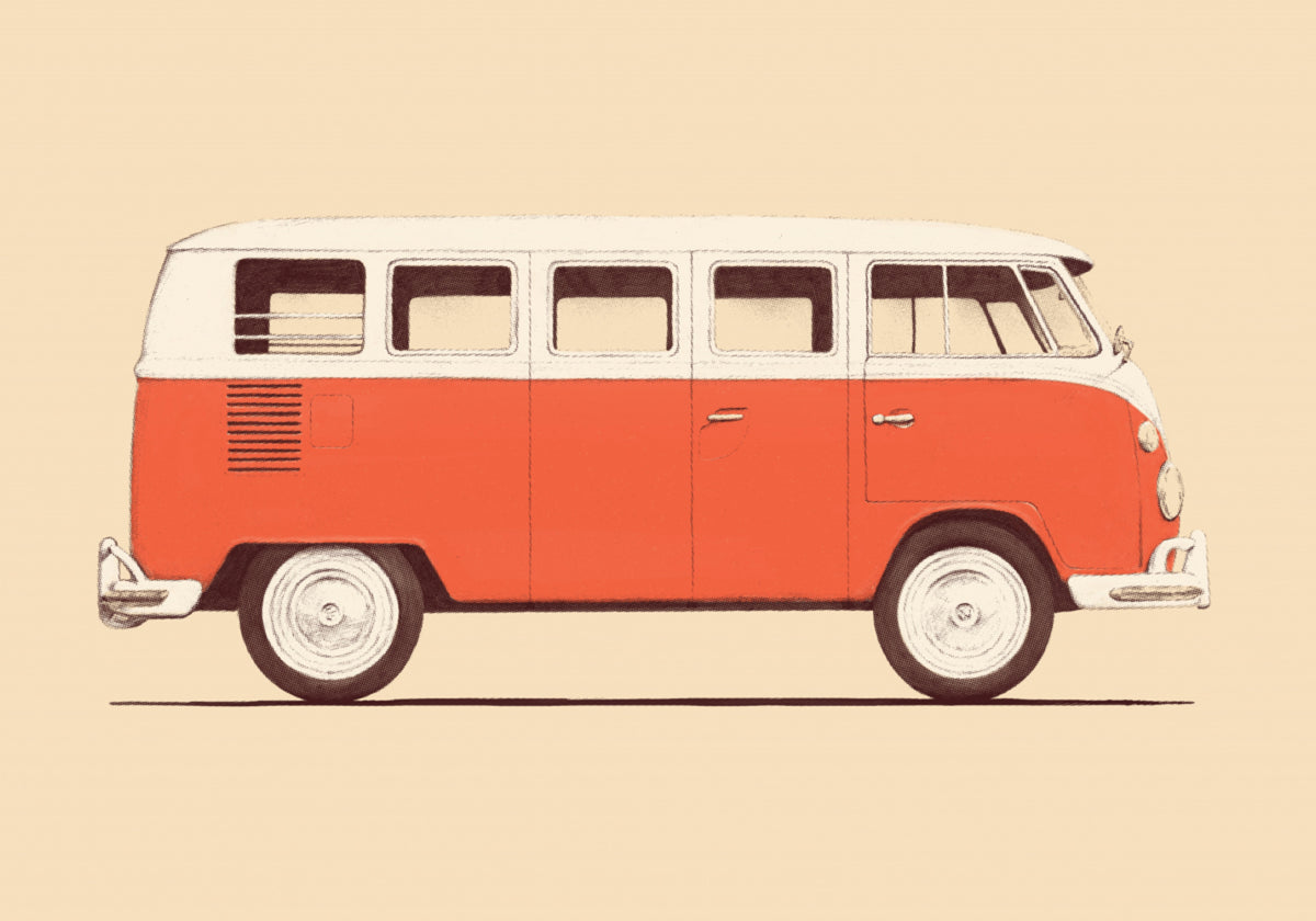 Klassischer roter Campervan