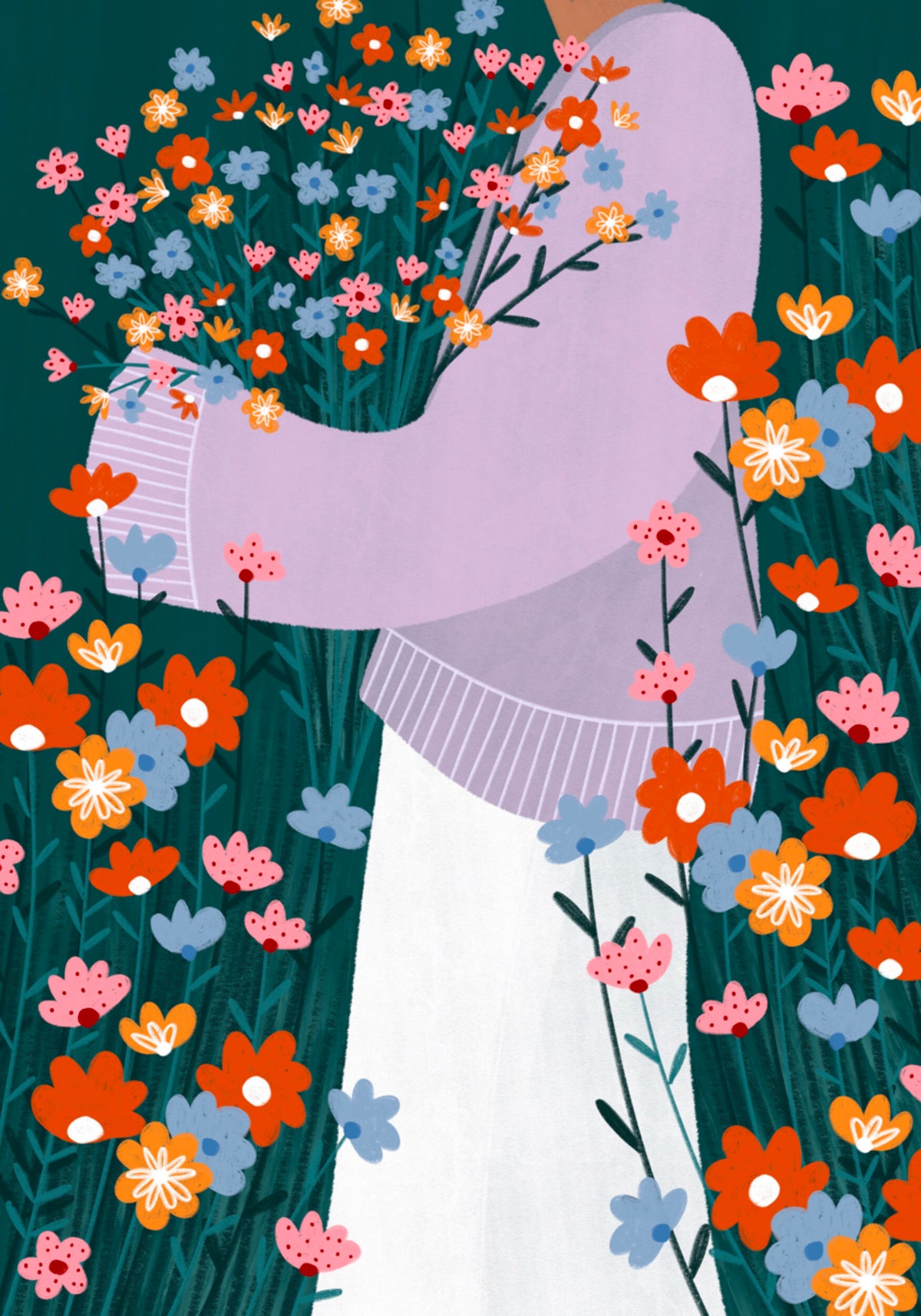 Glückliche Frau mit Blumen
