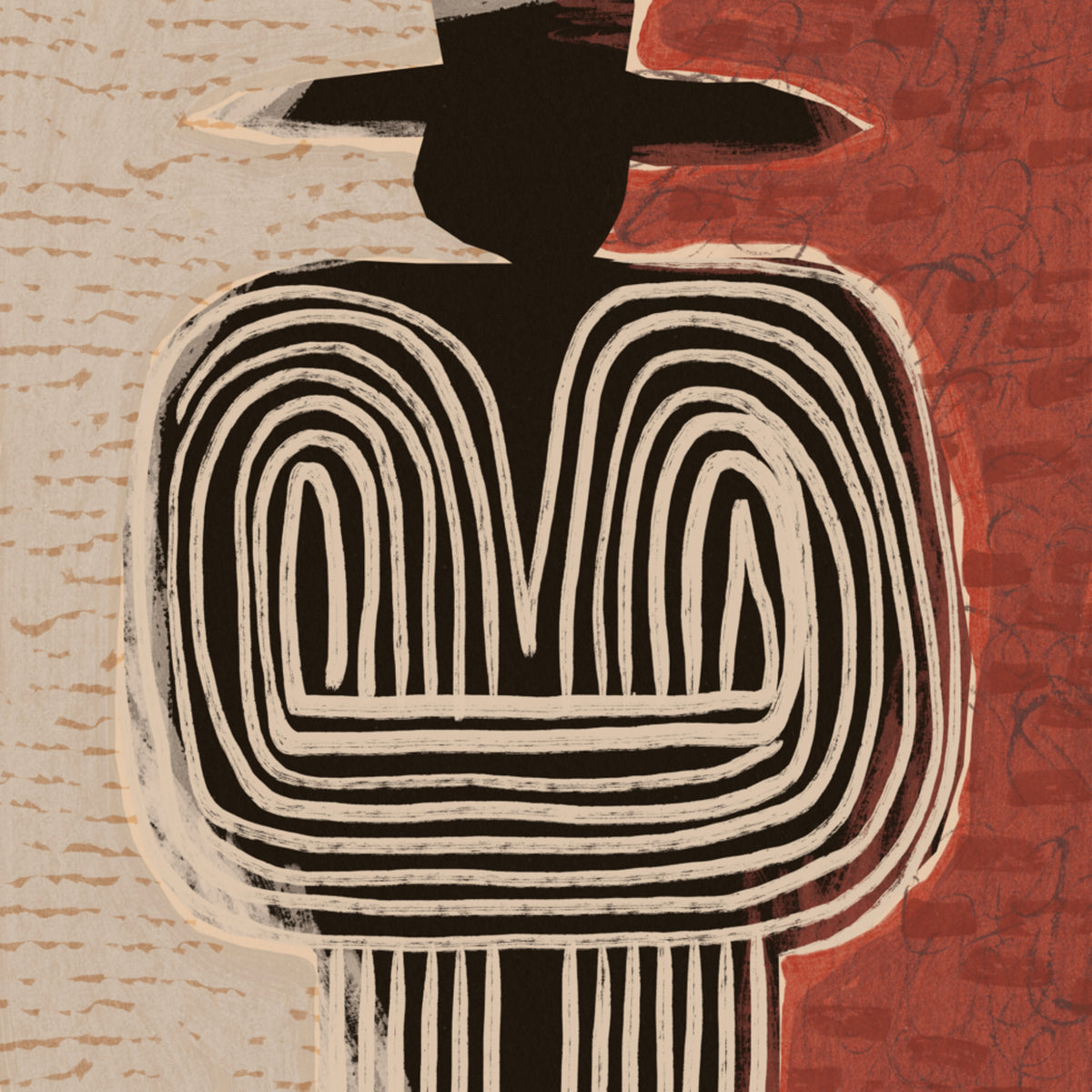 Stammesfigur, Mit, Hat