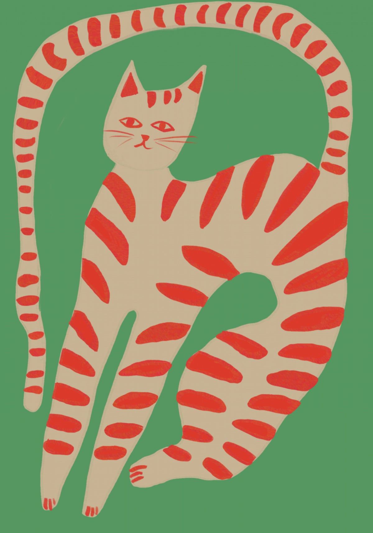Gestreifte Katze, die sich ausdehnt