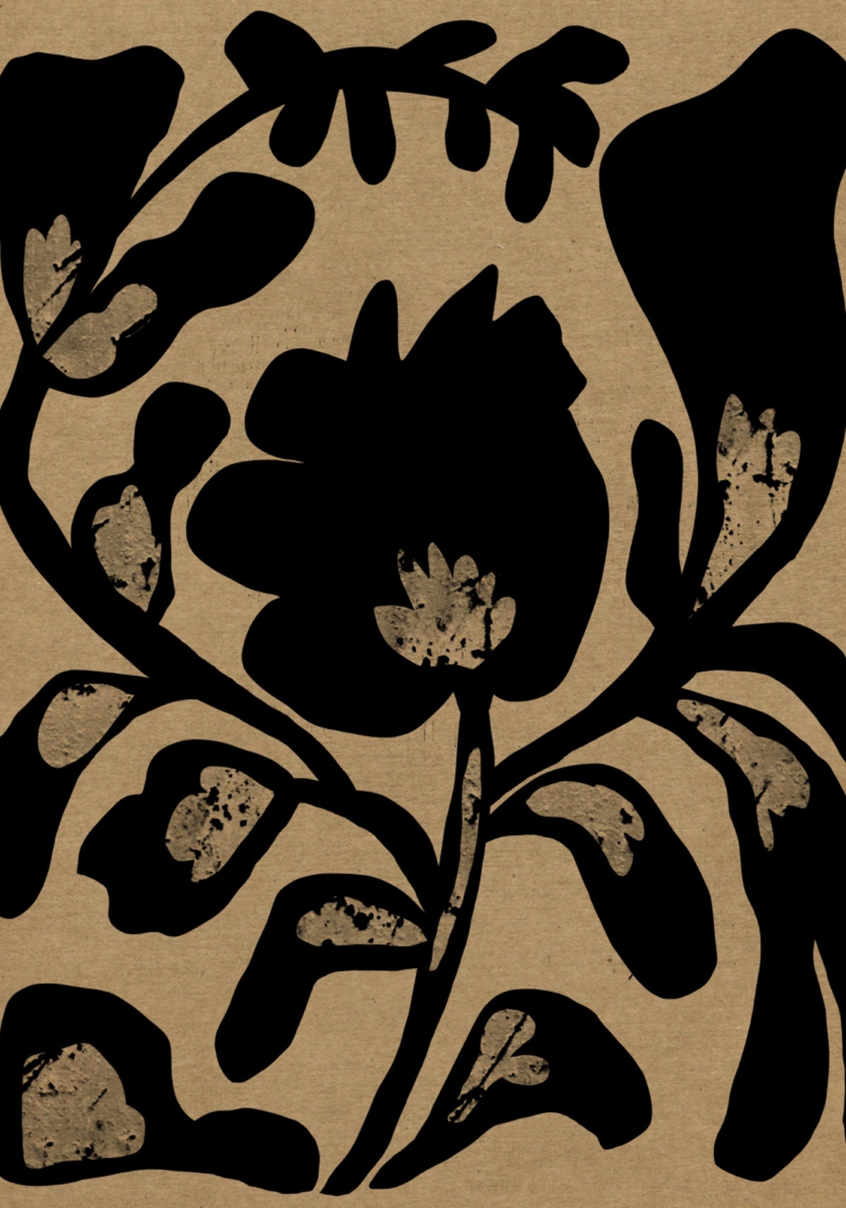 Schwarze botanische Silhouette