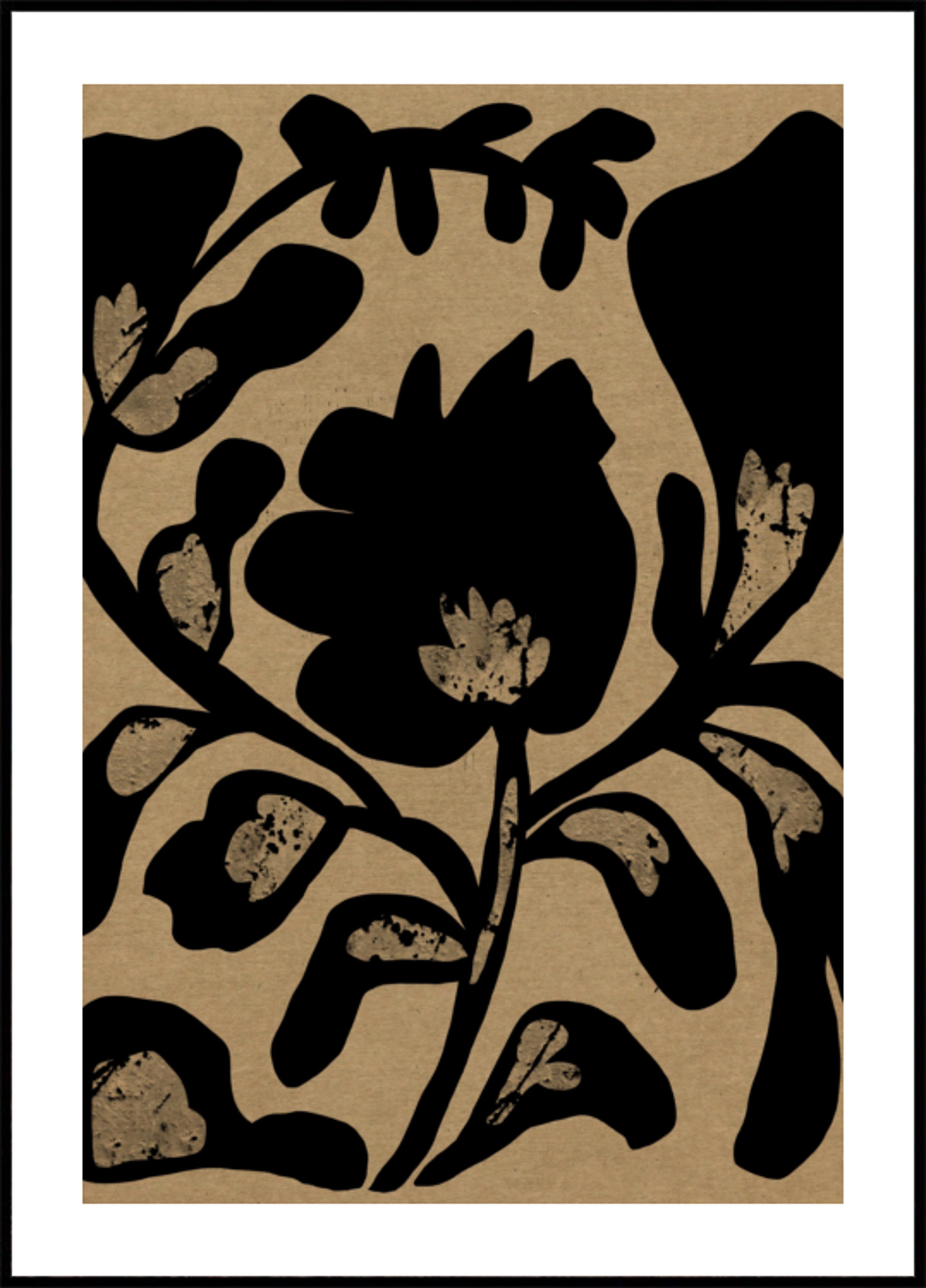 Schwarze botanische Silhouette