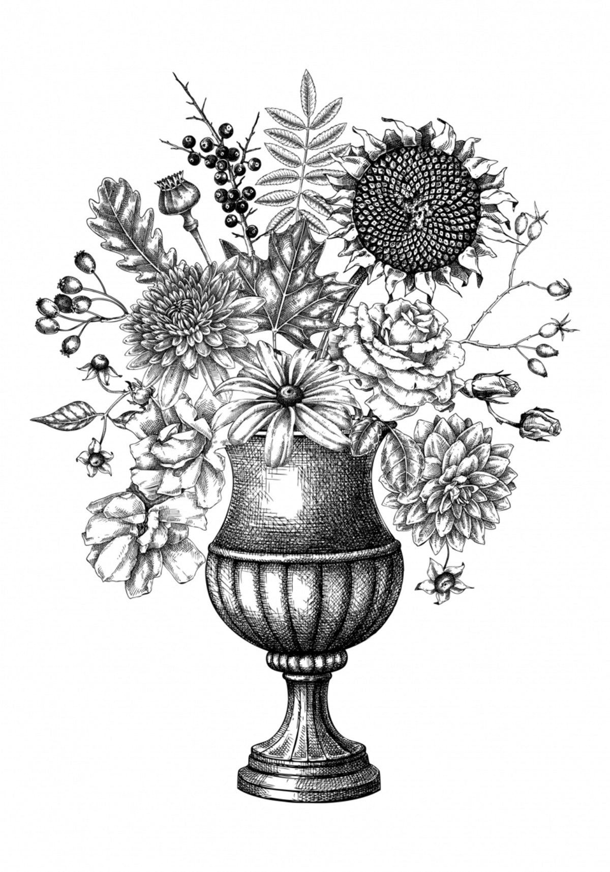 Elegante Herbstblumenurne
