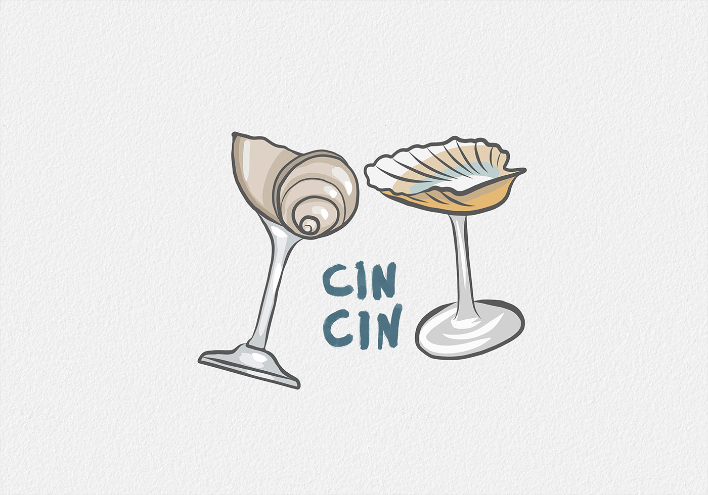 Cin Cin, Muschel-Cocktailglas Poster