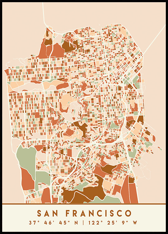 Black Maps Earth Tones 75 Plakat - Posterbox