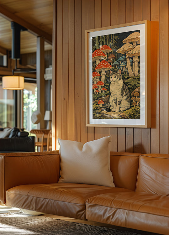 Mushroom Forest Cat Poster - Posterbox