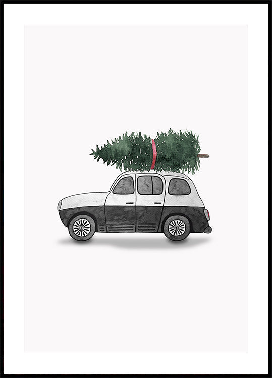 Poster 60x90 Juniqe  0002 Weihnachtsauto Schwarz Plakat - Posterbox