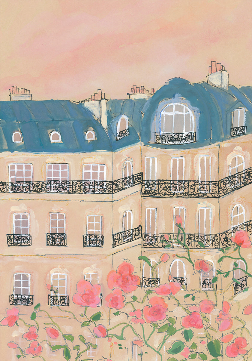 Sunset Over Paris Buildings Plakat - Posterbox