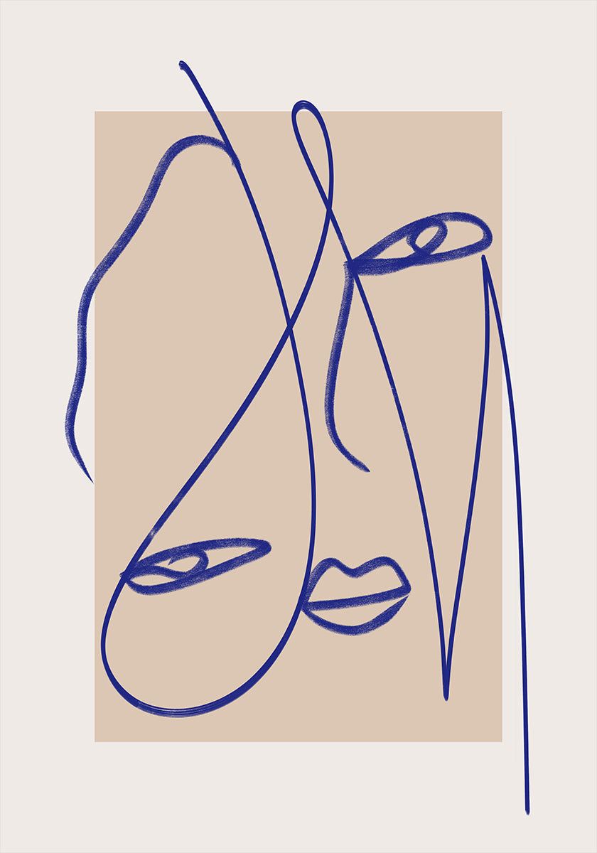 Abstract Blue Line Art Plakat - Posterbox