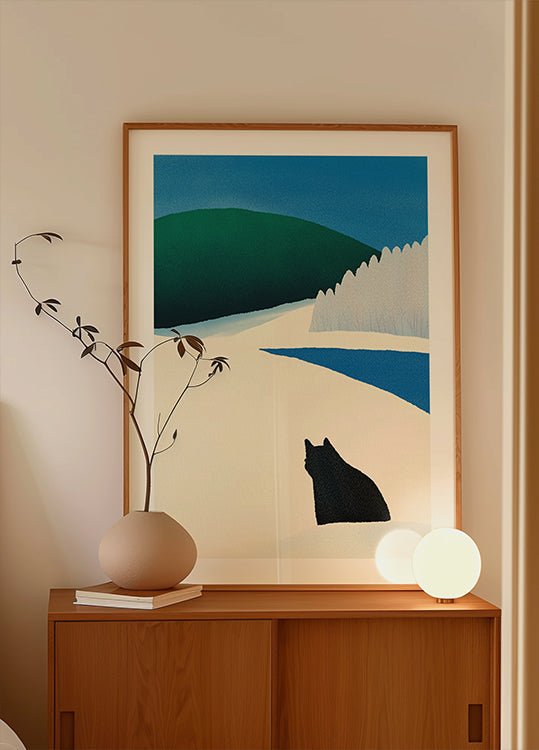 Black Cat Wandering Plakat - Posterbox