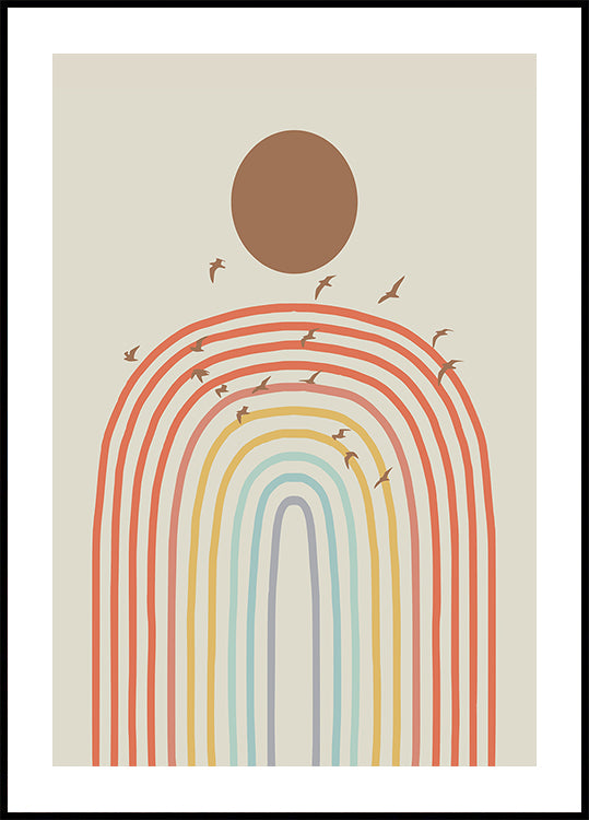 Stylized Rainbow With Layered Pastel Plakat - Posterbox