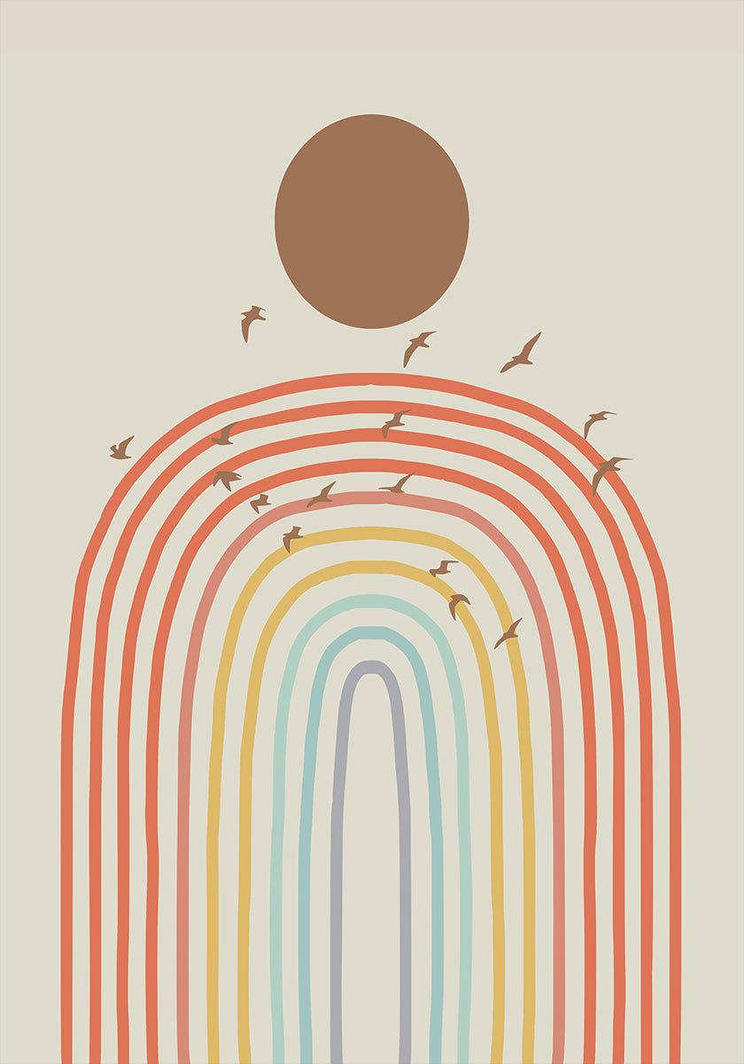 Stylized Rainbow With Layered Pastel Plakat - Posterbox
