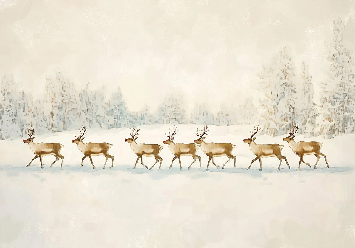 Winter Wonderland: Reindeer Procession Plakat - Posterbox