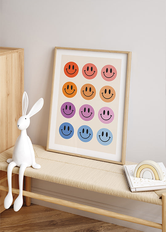 Bunte Smiley-Gesichter Poster 