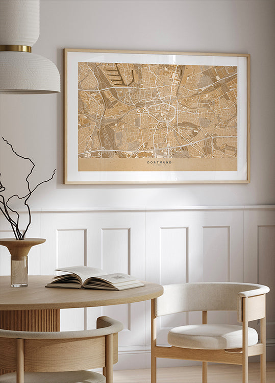 Sepia-Vintage-Karte von Dortmund, Deutschland (NEU)