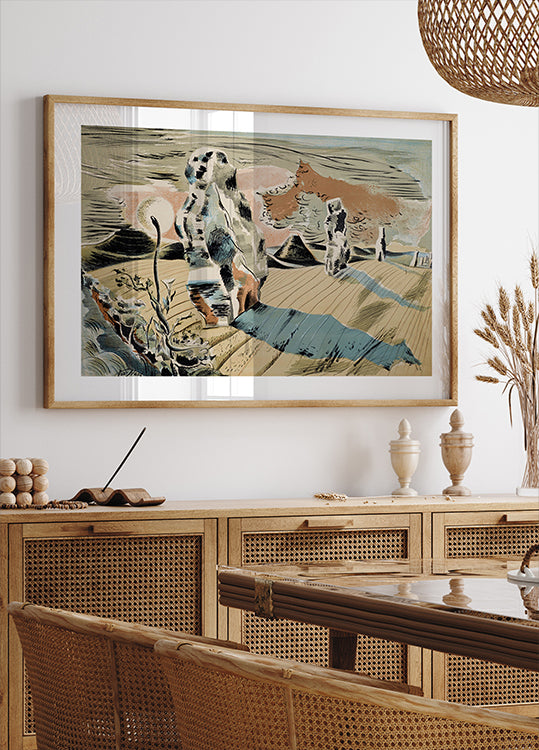 Avebury, surreale Landschaft von Paul Nash Poster