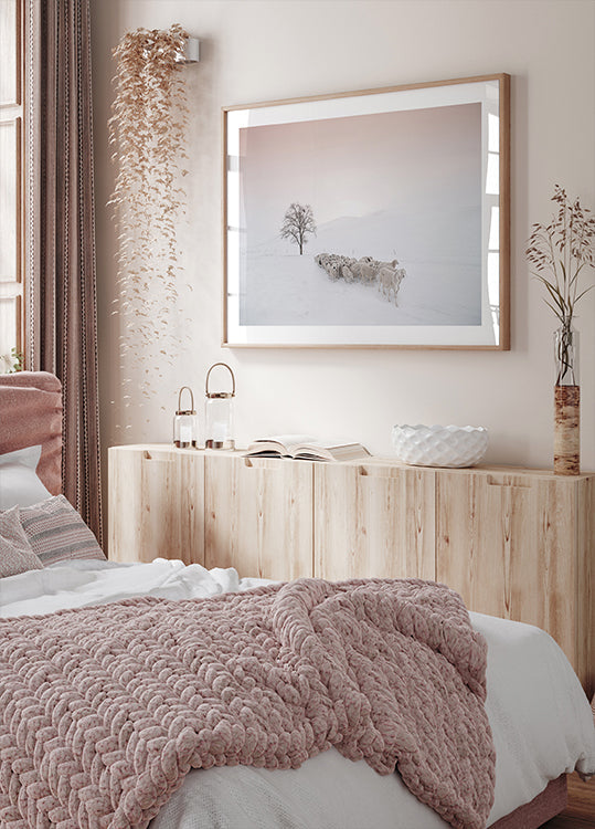 Herde auf der Suche nach Nahrung Poster