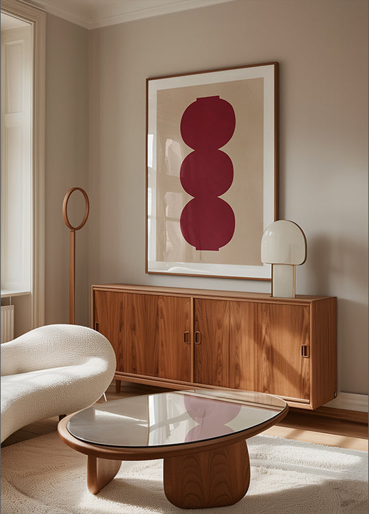 Poster mit symmetrischen Formen in Crimson